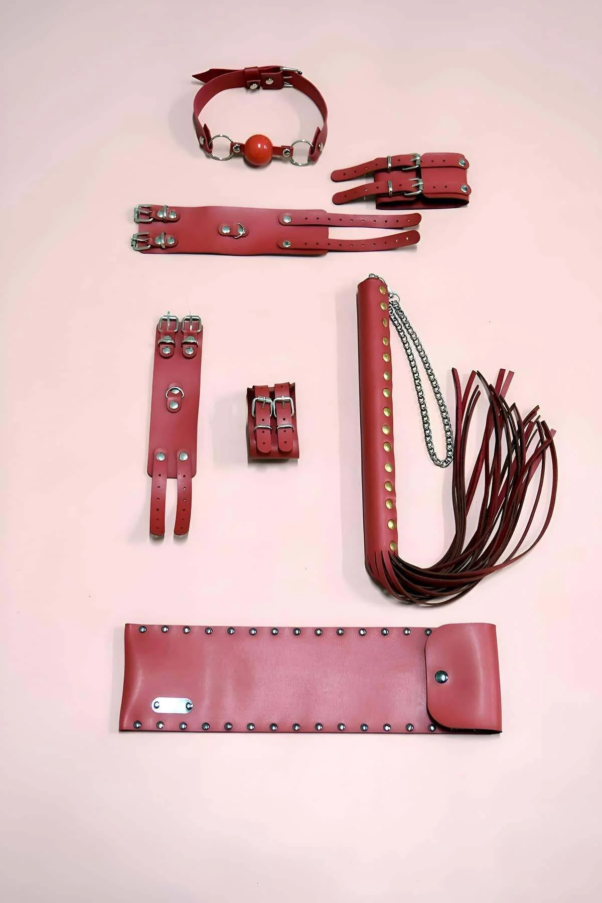 Kırbaç Kelepçe Takım 4'lü Set, El - Ayak Kelepçesi, Kırbaç, Ağız Topu - Brf1306