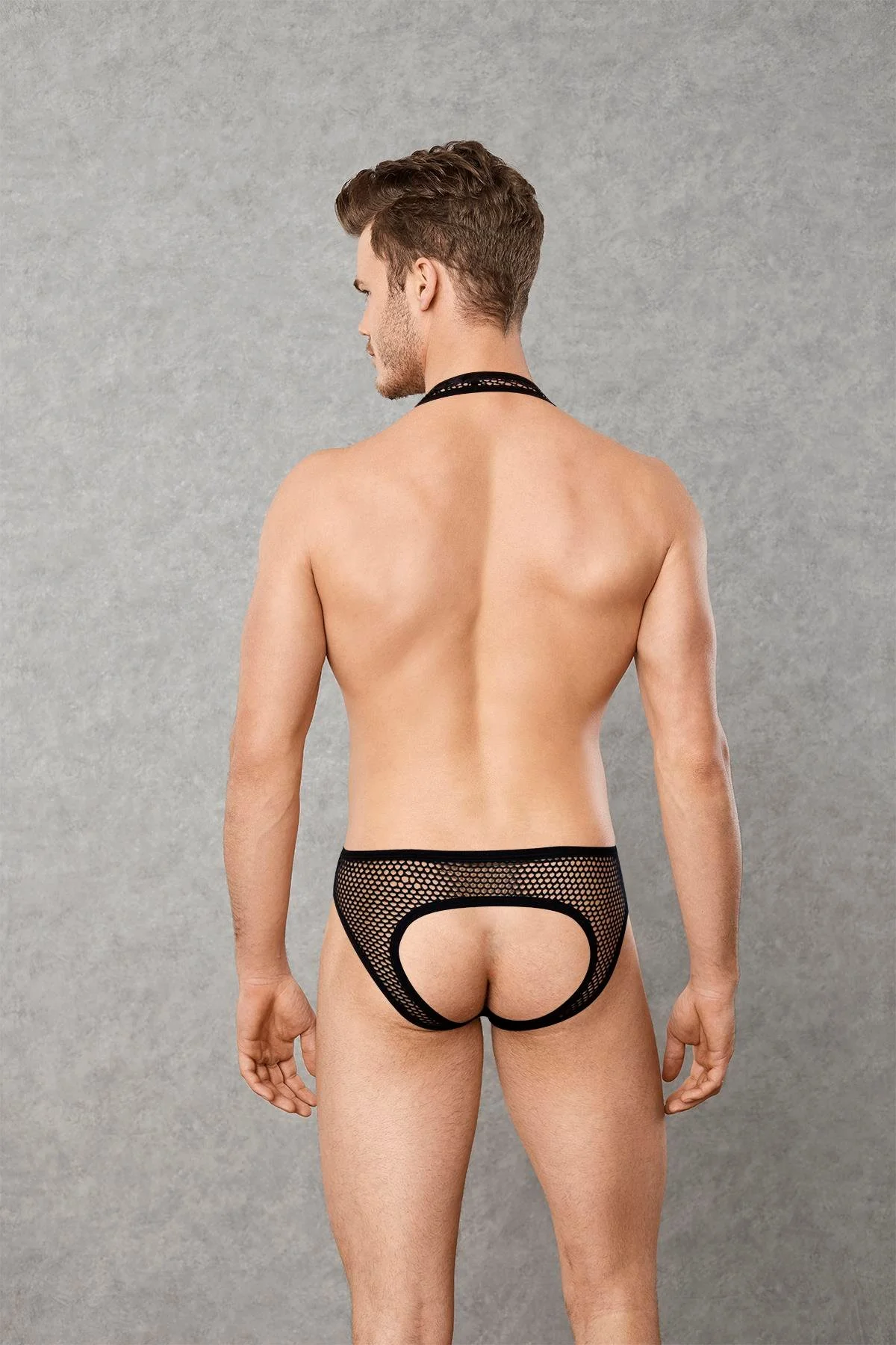Siyah Erkek  File Kumaş Askılı Jockstrap Body 3053
