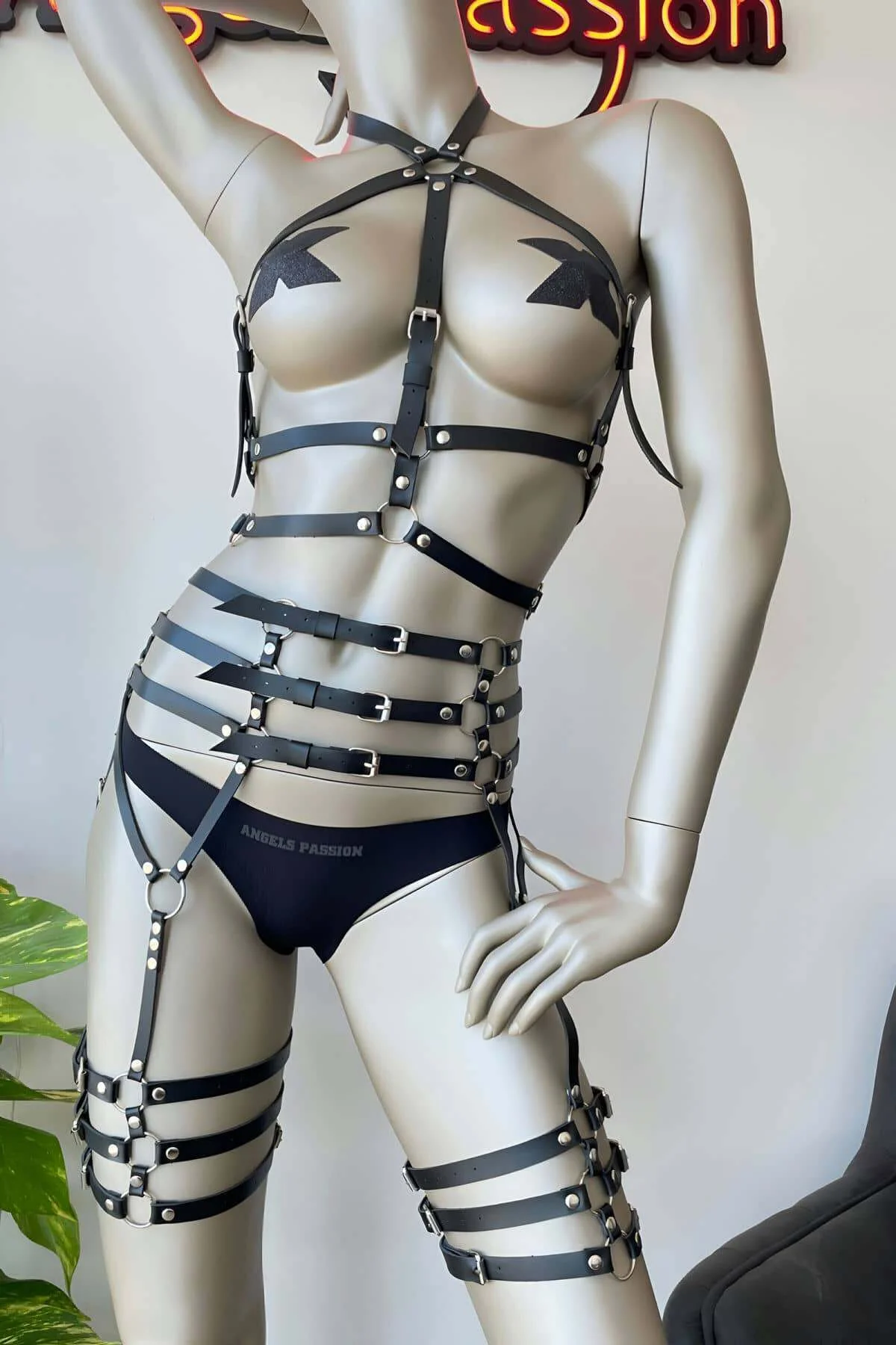 Fantazi Deri İç Giyim Jartiyer Harness - Brf524