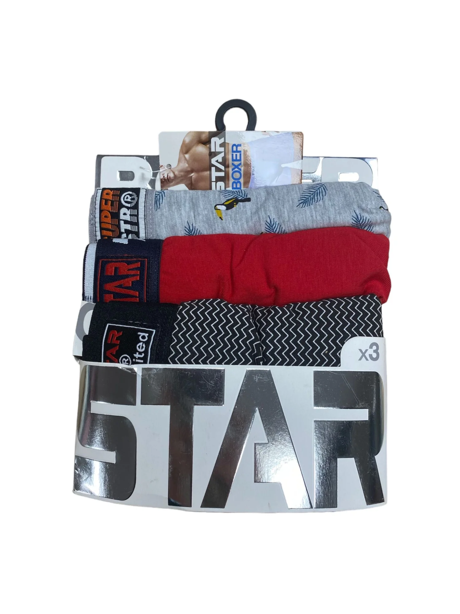 Star 105 Desenli Jakar Erkek  3'lü Kemer Boxer