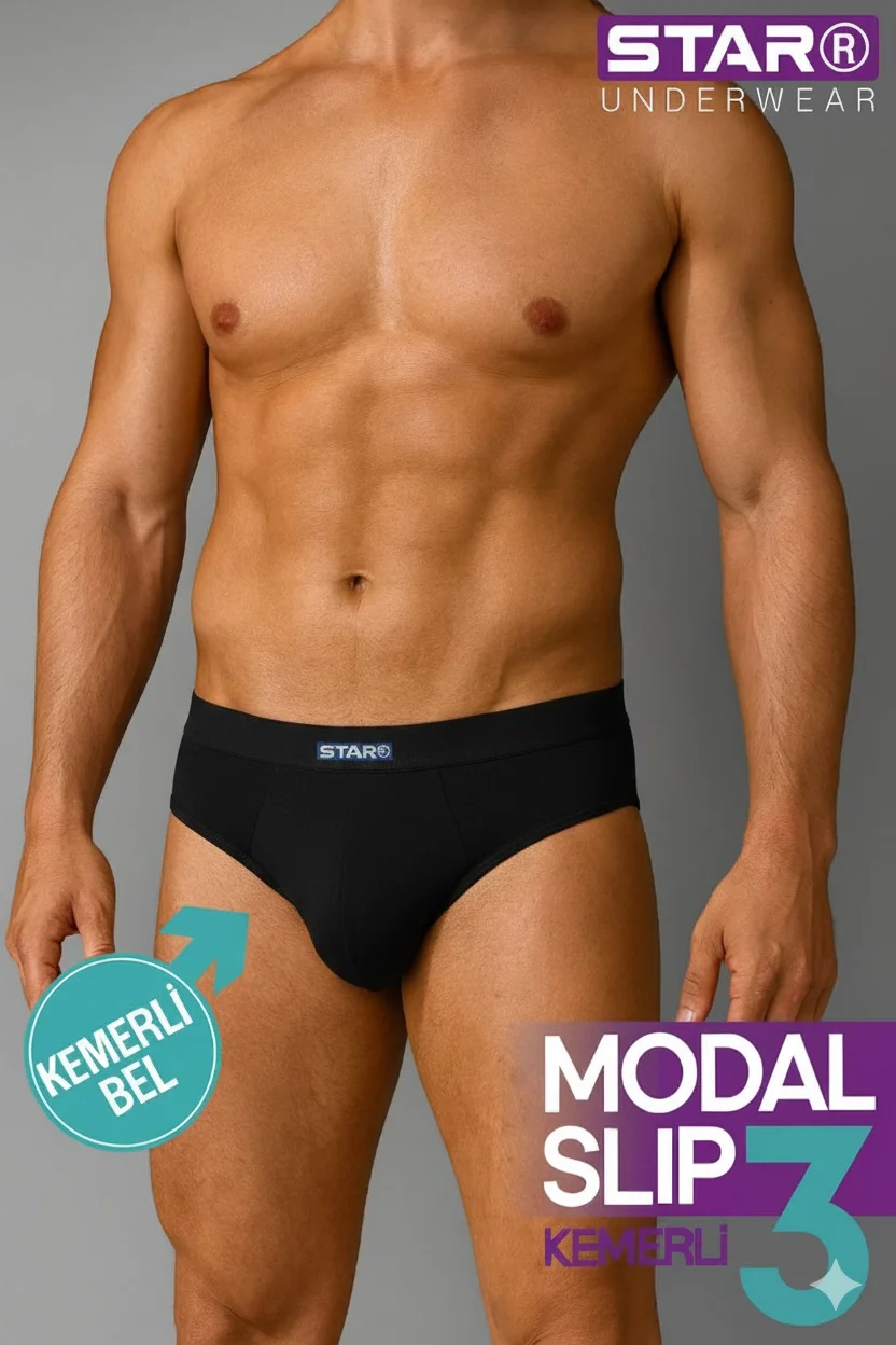 Star 109 Erkek  3'lü Modal Slip