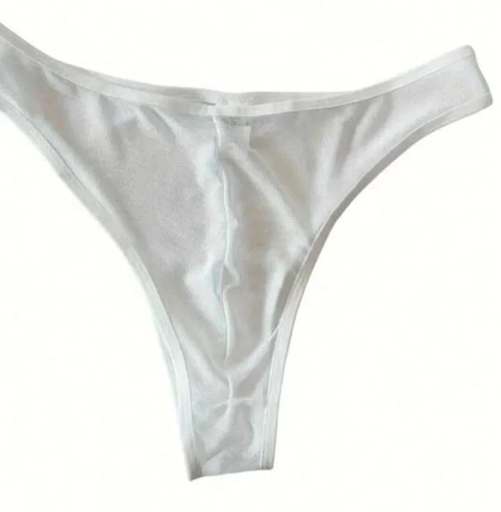 Erkek  Biyeli Beyaz Transparan Brazillian Slip