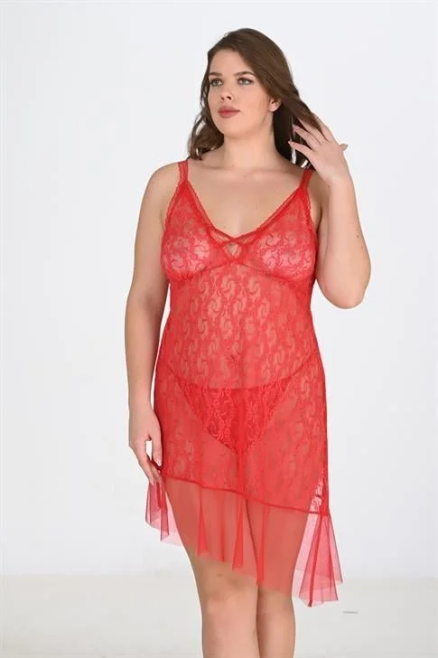 Büyük Beden Kırmızı Gecelik