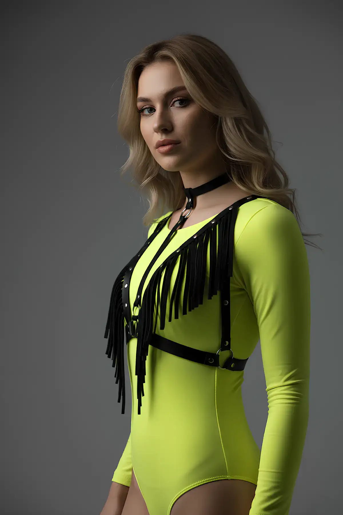 Püskül Ve Deri Büstiyer Harness, Püsküllü Clubwear, Deri Büstiyer - Brf767