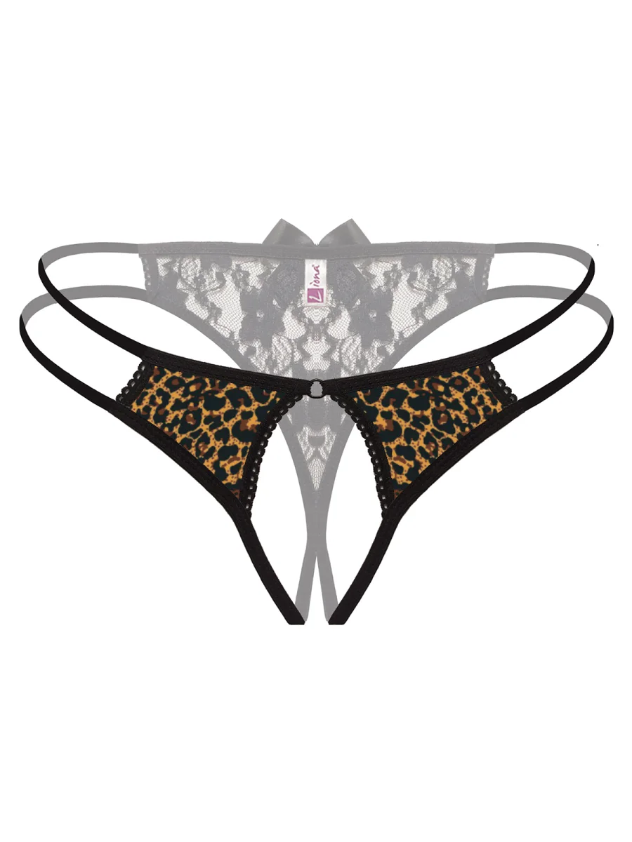 Özel Bölgesi Açık Leopar Desenli Fantazi Külot