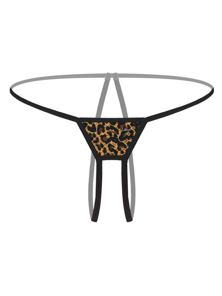 Ağı Açık Büyük Beden Leopar Desenli Fantezi G String