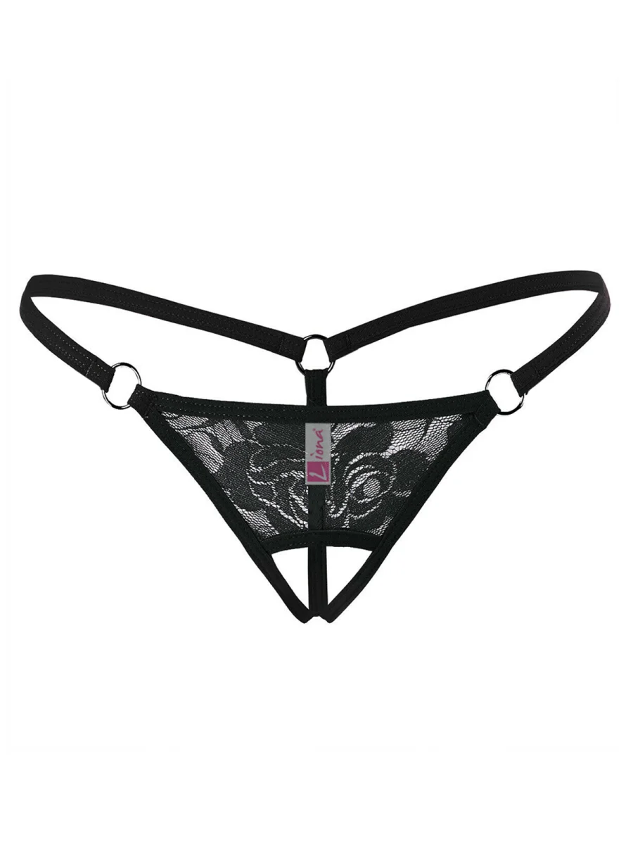 Özel Bölgesi Açık Büyük Beden Siyah Fantezi String