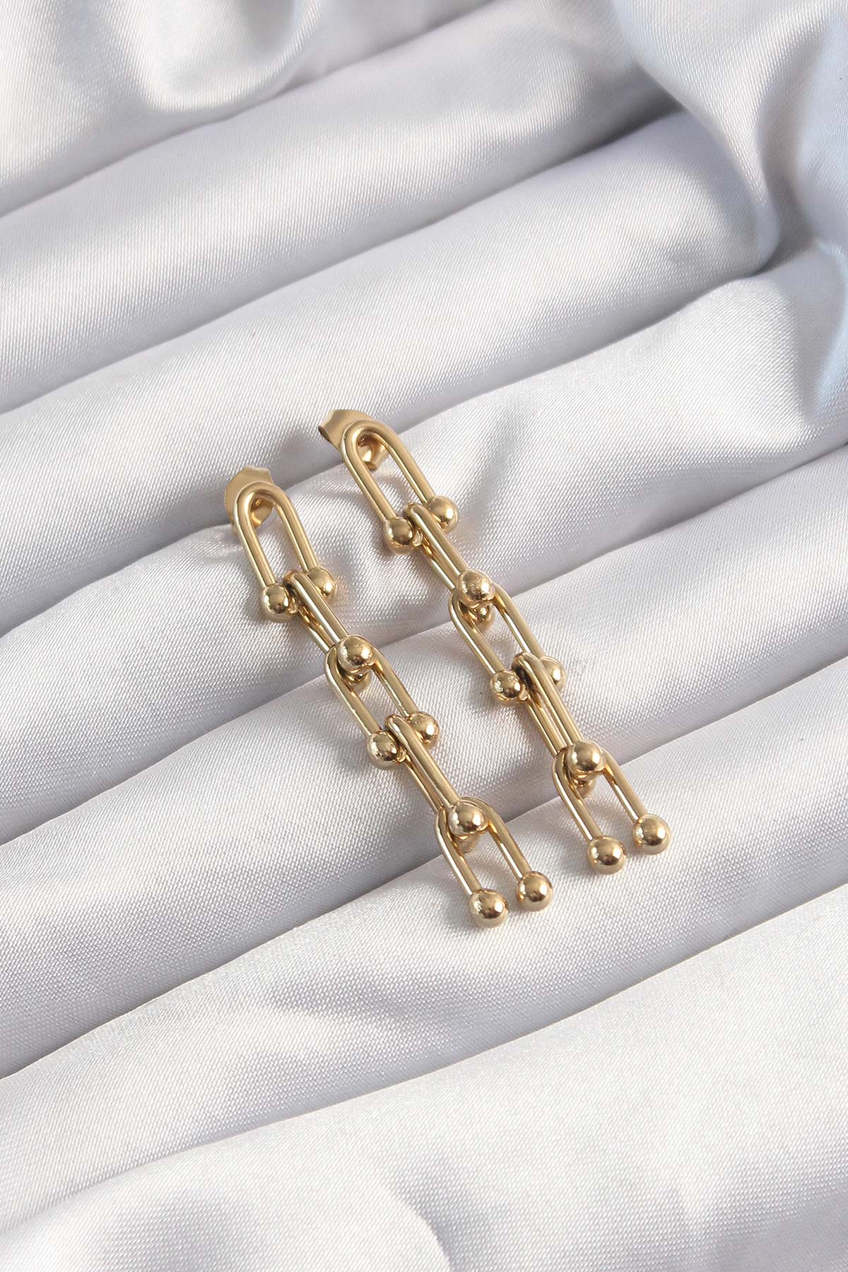 316L Çelik Gold Renk Sallantılı Model Küpe