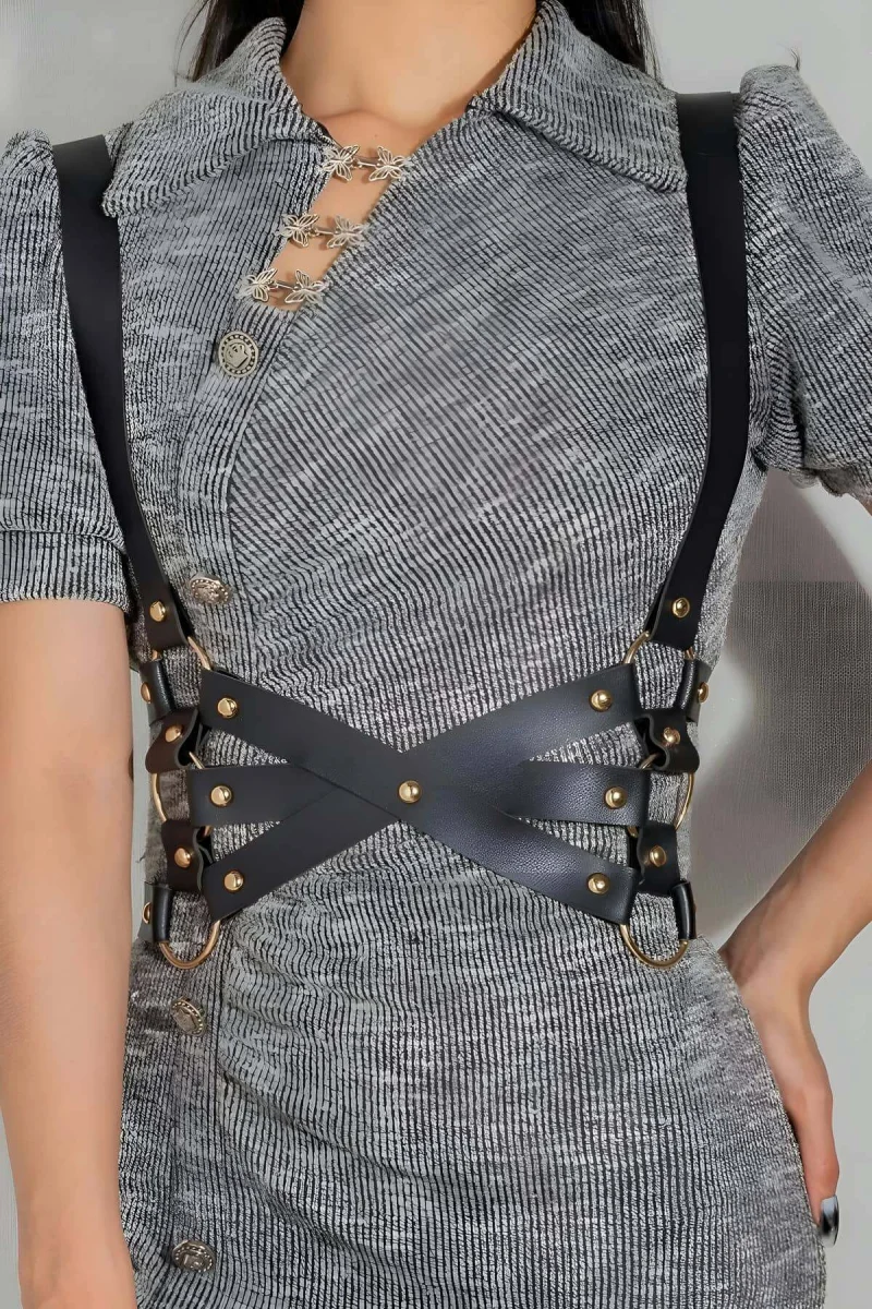 Giysi Üzeri Giyilebilir Omuzdan Askılı Çok Sıralı Bel Kemeri - Brf1187