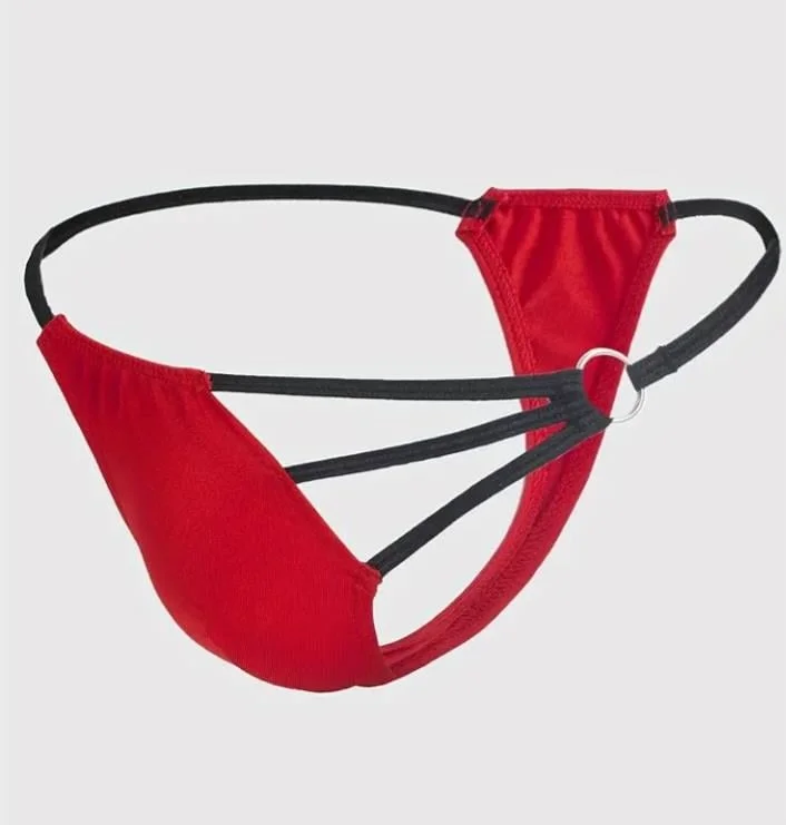 Erkek  Kırmızı Metalli Tanga İç Giyim