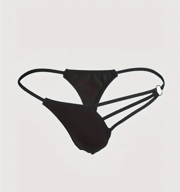 Erkek  Siyah Metalli Tanga İç Giyim