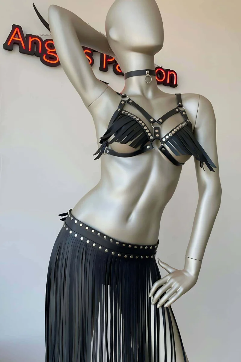 Püsküllü Etek Ve Püsküllü Sütyen Harness Takım