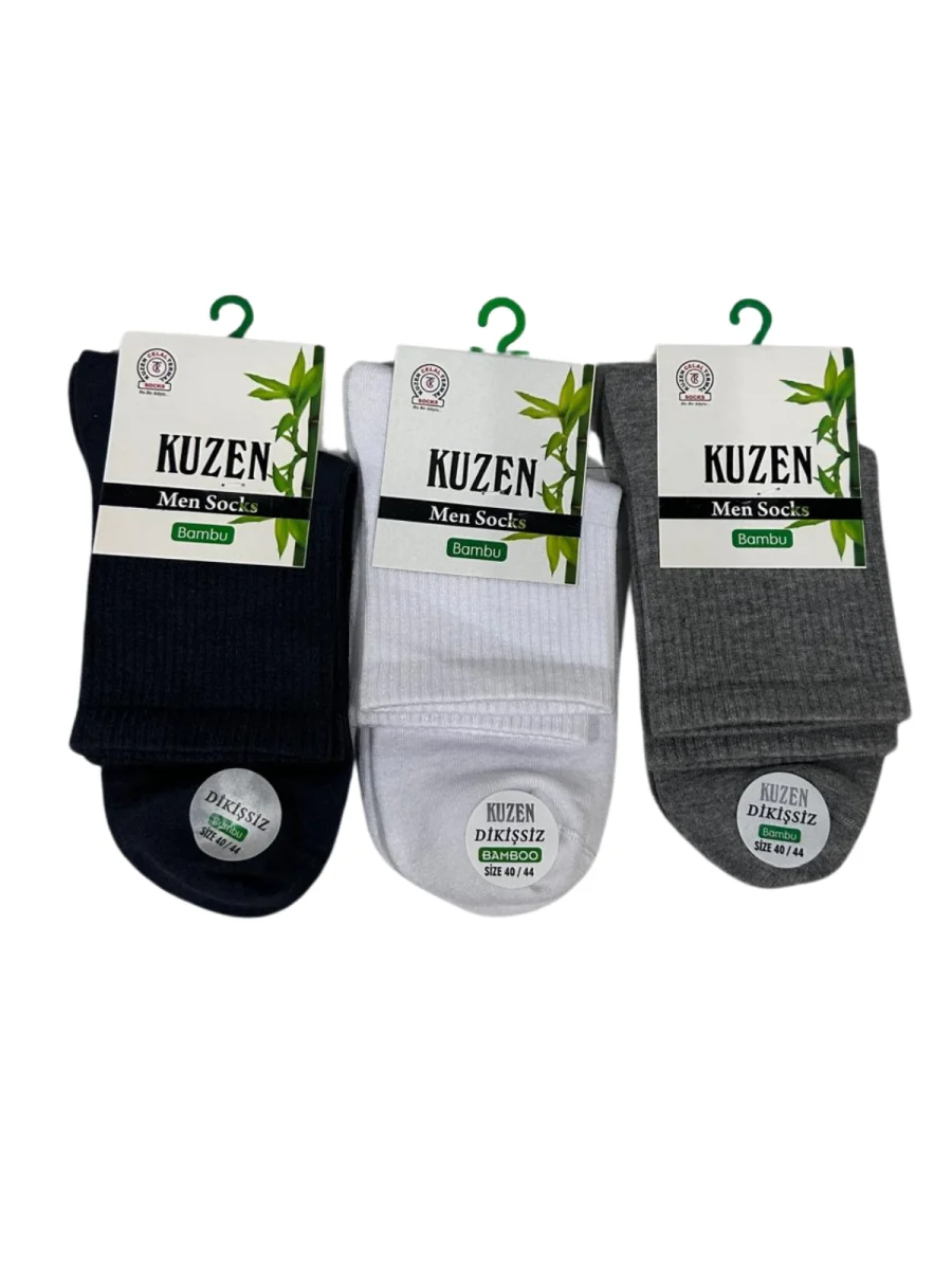 Kuzen Dikişsiz Yarım Konç Bambu Erkek Çorap 3 Adet
