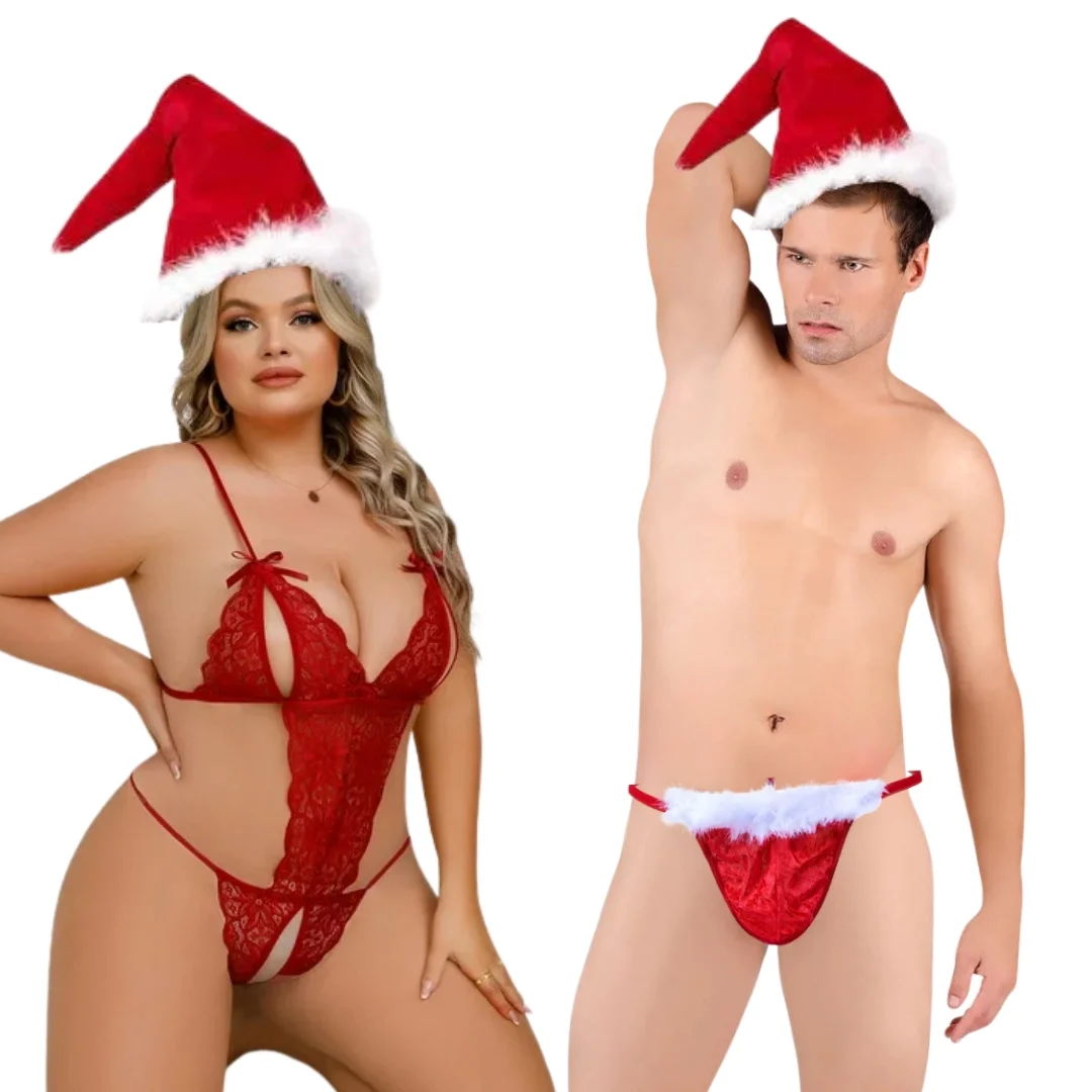 Büyük Beden Seksi Erkek Ve Kadın Yılbaşı Seti