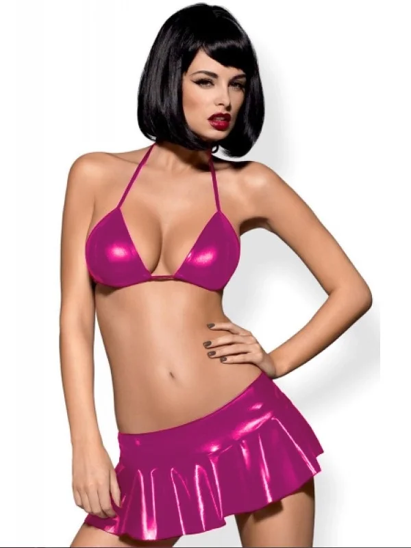 Fantezi Pembe Mini Etekli Seksi Sütyentakım Seksi İç Giyim