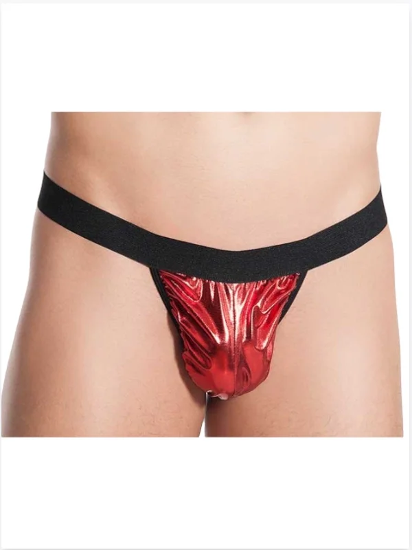 Fantezi Kırmızı Lame Seksi Erkek String - Tanga