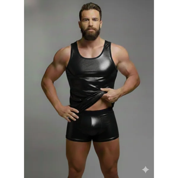 Erkek Lame Tank Top Boxer Takımı