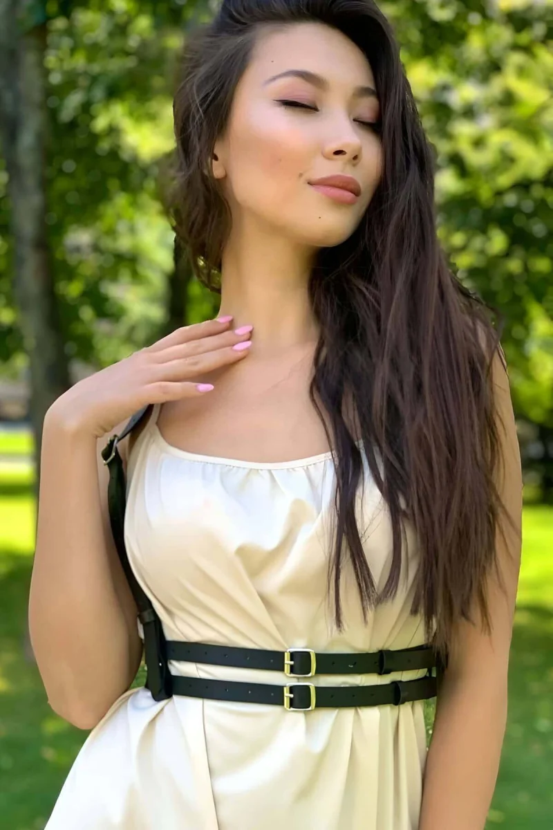 İnce Şerit Omuzdan Askılı Ayarlanabilir Şık Deri Harness Korse Kemer - Brf655