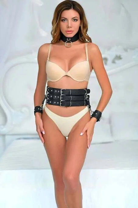 Sık Deri Korse Kelepçe Ve Tasma Takım Harness - Brf1025