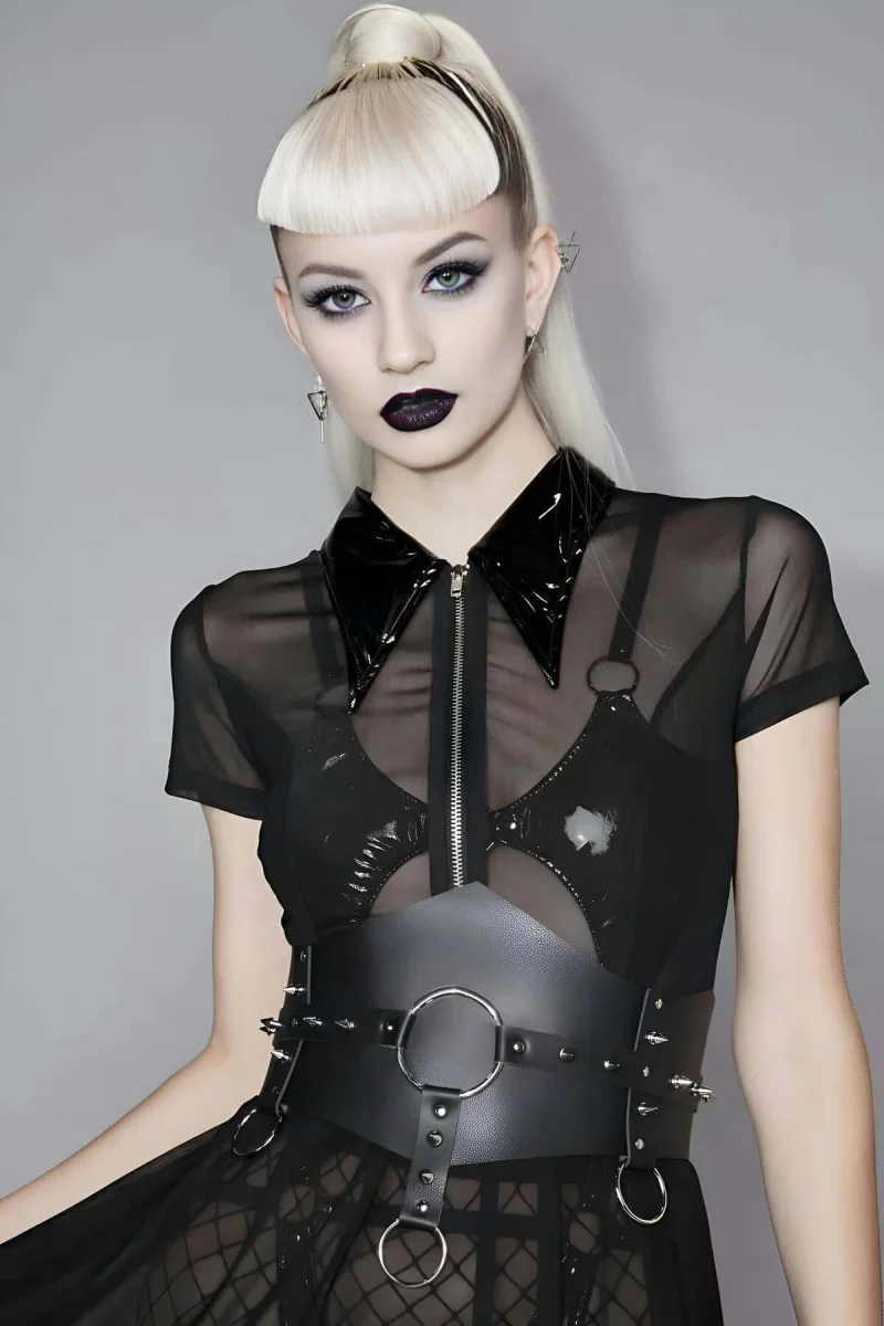 Çivi Detaylı Deri Bel Kemeri, Şık Kadın Elbise Kemeri, Kadın Korse Kemer - Brf1251