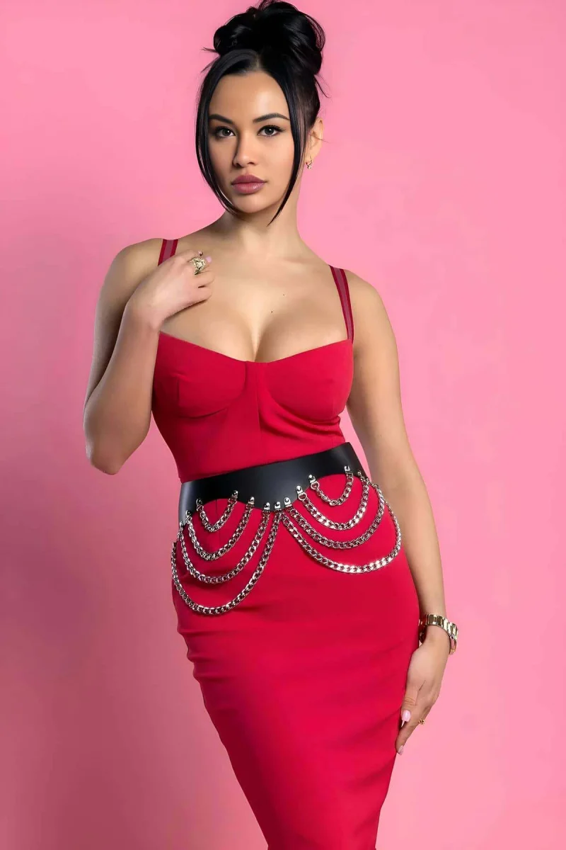 Deri Zincirli Bel Kemeri, Korse Harness - Brf1096