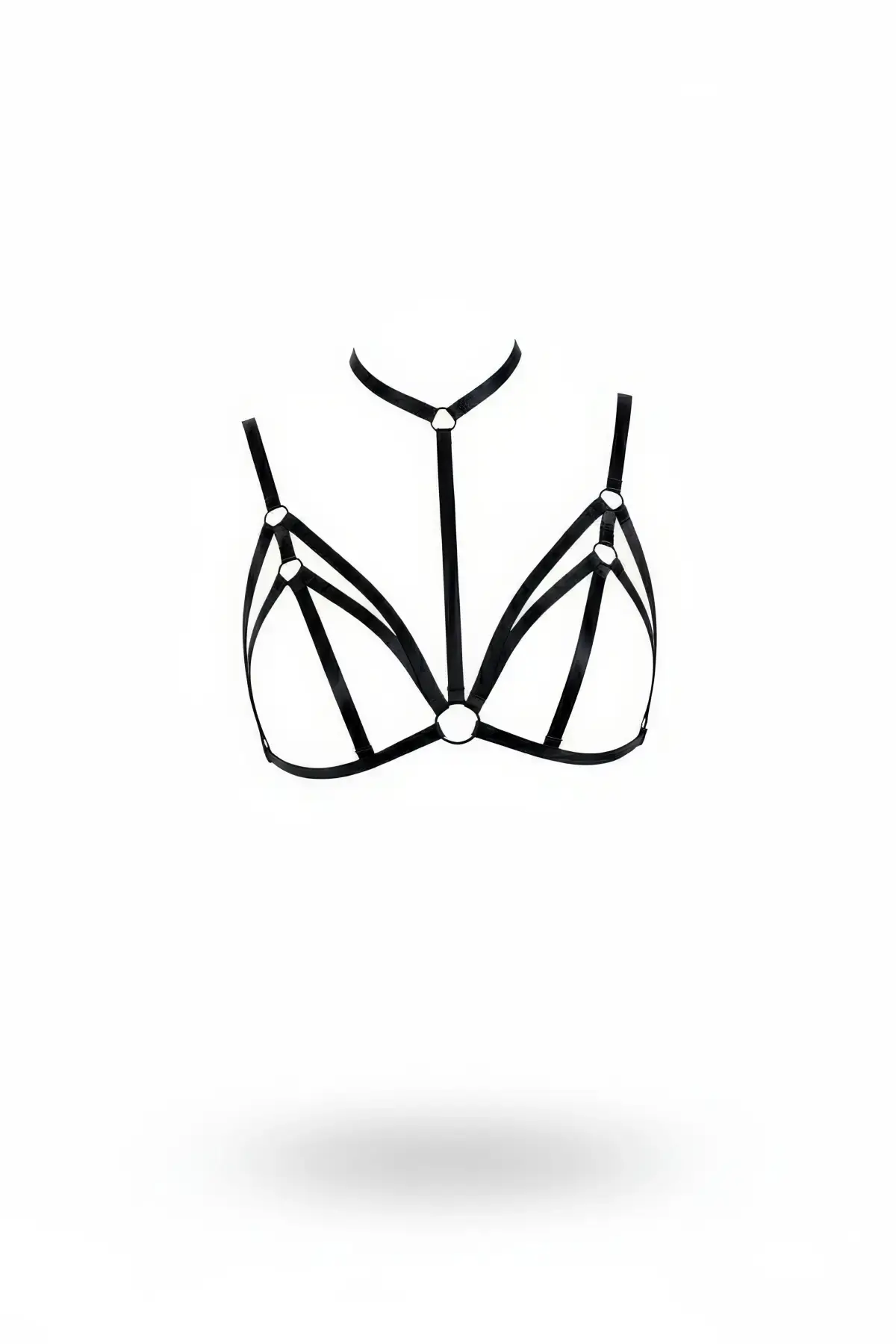 Siyah Göğüs Harness Boyunluklu Halkalı Çapraz Bant Detayı - Brf103