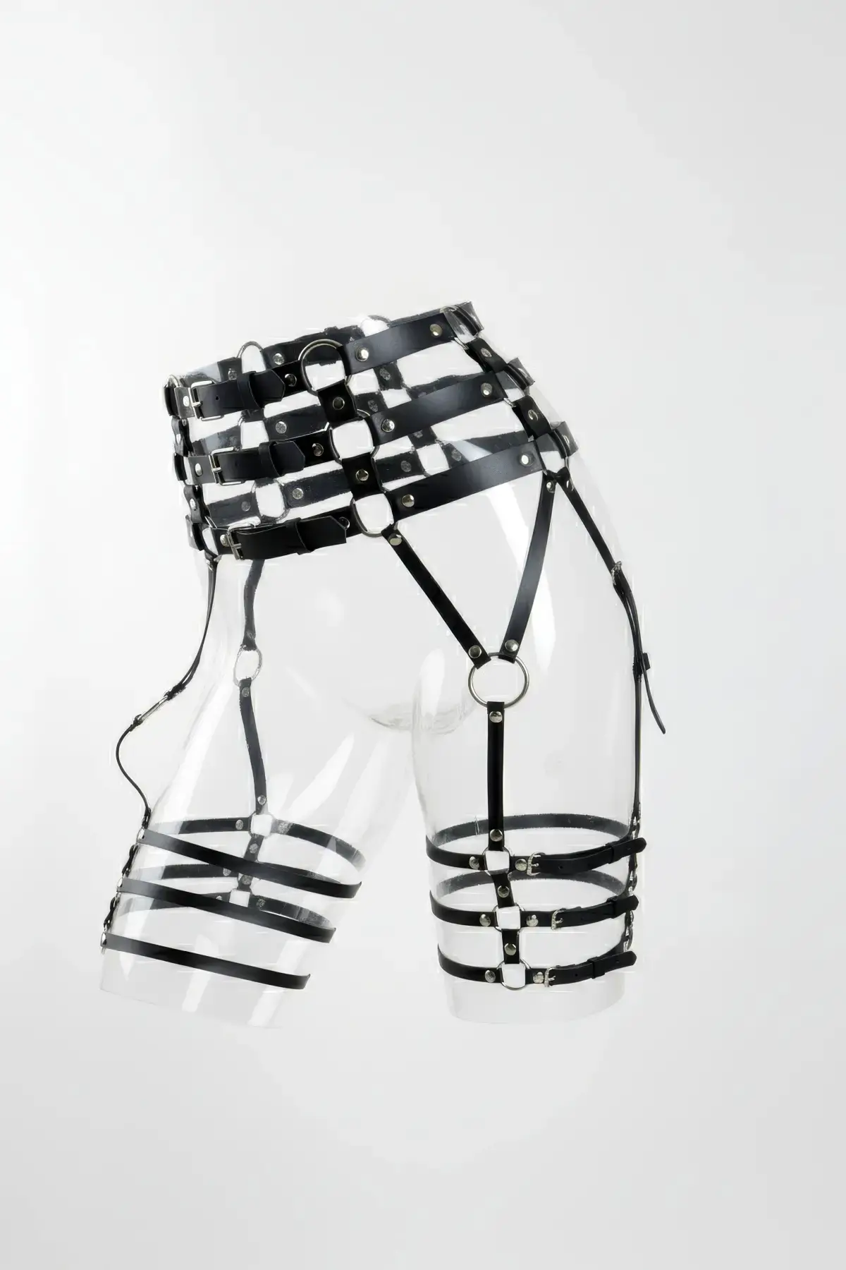 Siyah Jartiyer Harness Yüksek Bel Çoklu Kemerli Metal Tokalı - Brf1051