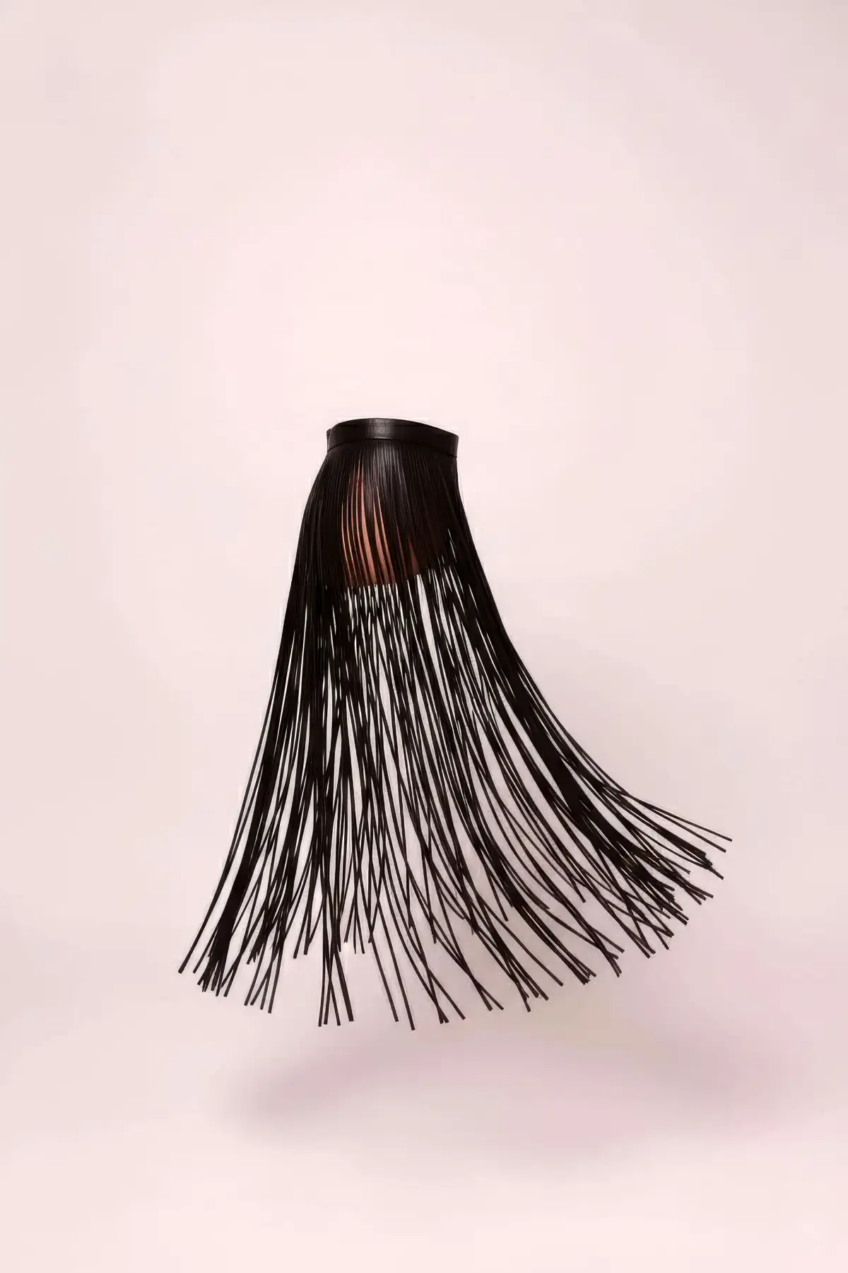 Siyah Etek Uzun İplik Detaylı Etek Yüksek Bel Etek - Brf1088