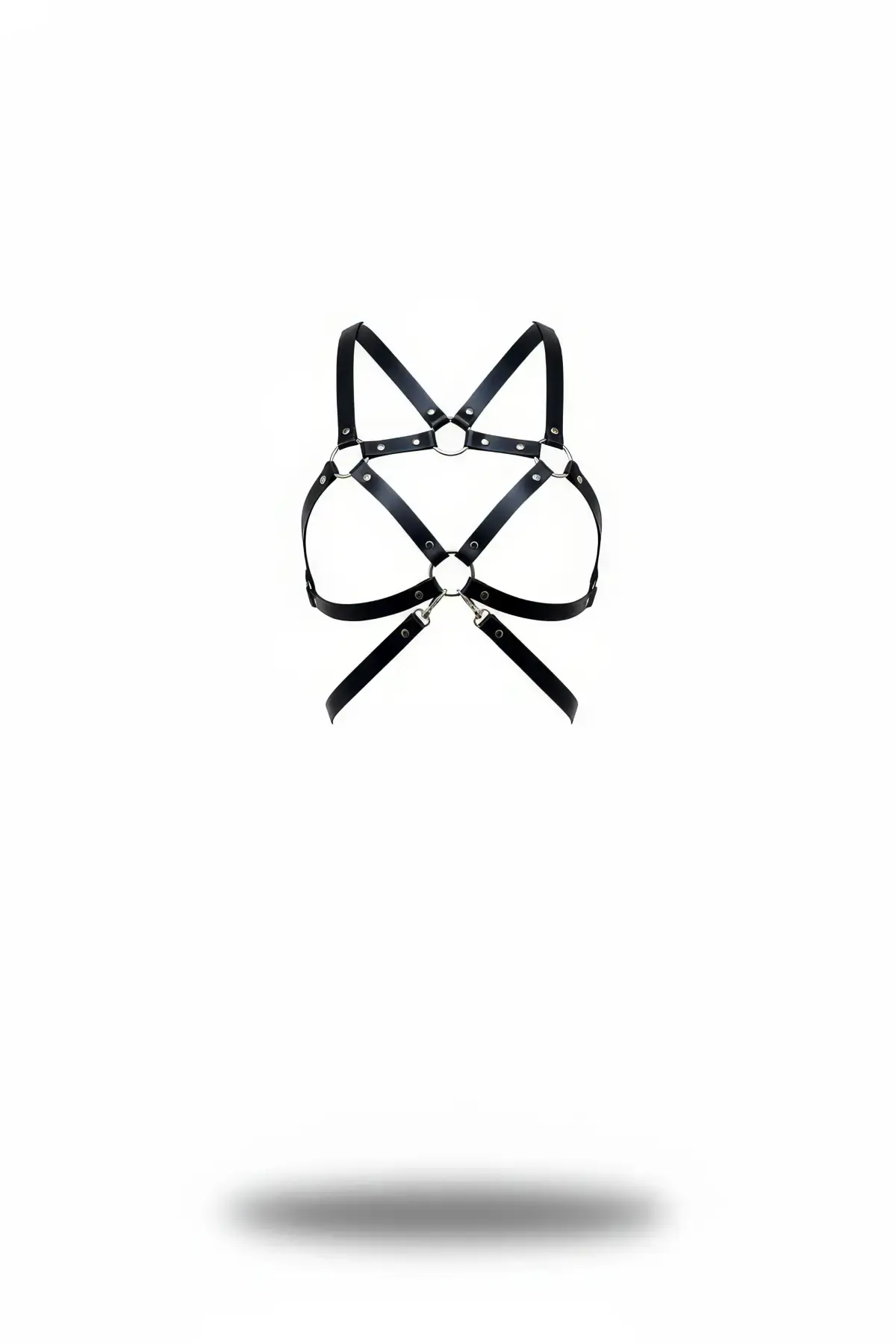 Siyah Kadın Kemer Metal Halka Detaylı Vücut Aksesuarı - Brf109