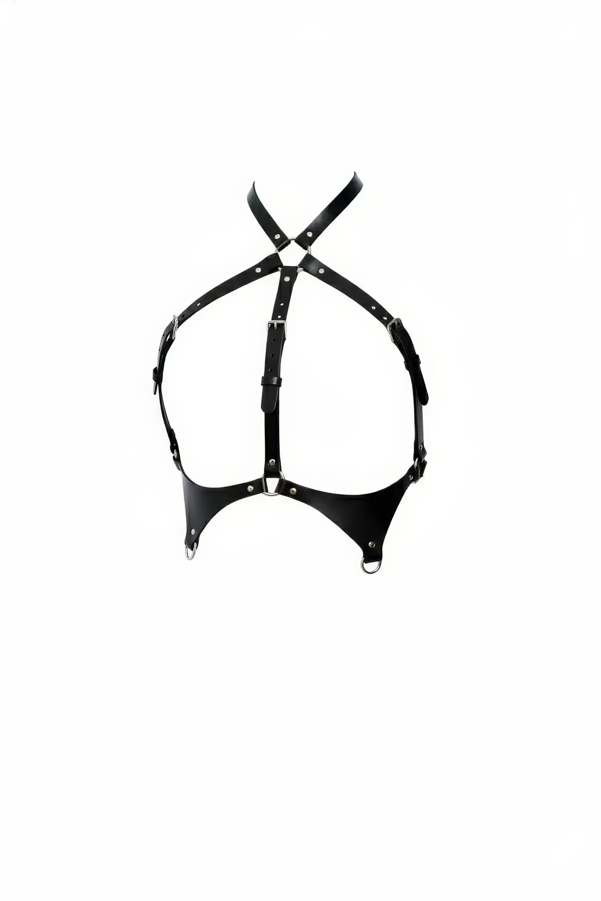 Siyah Kadın Kemer Suni Deri Çapraz Detaylı Göğüs Aksesuarı - Brf1110