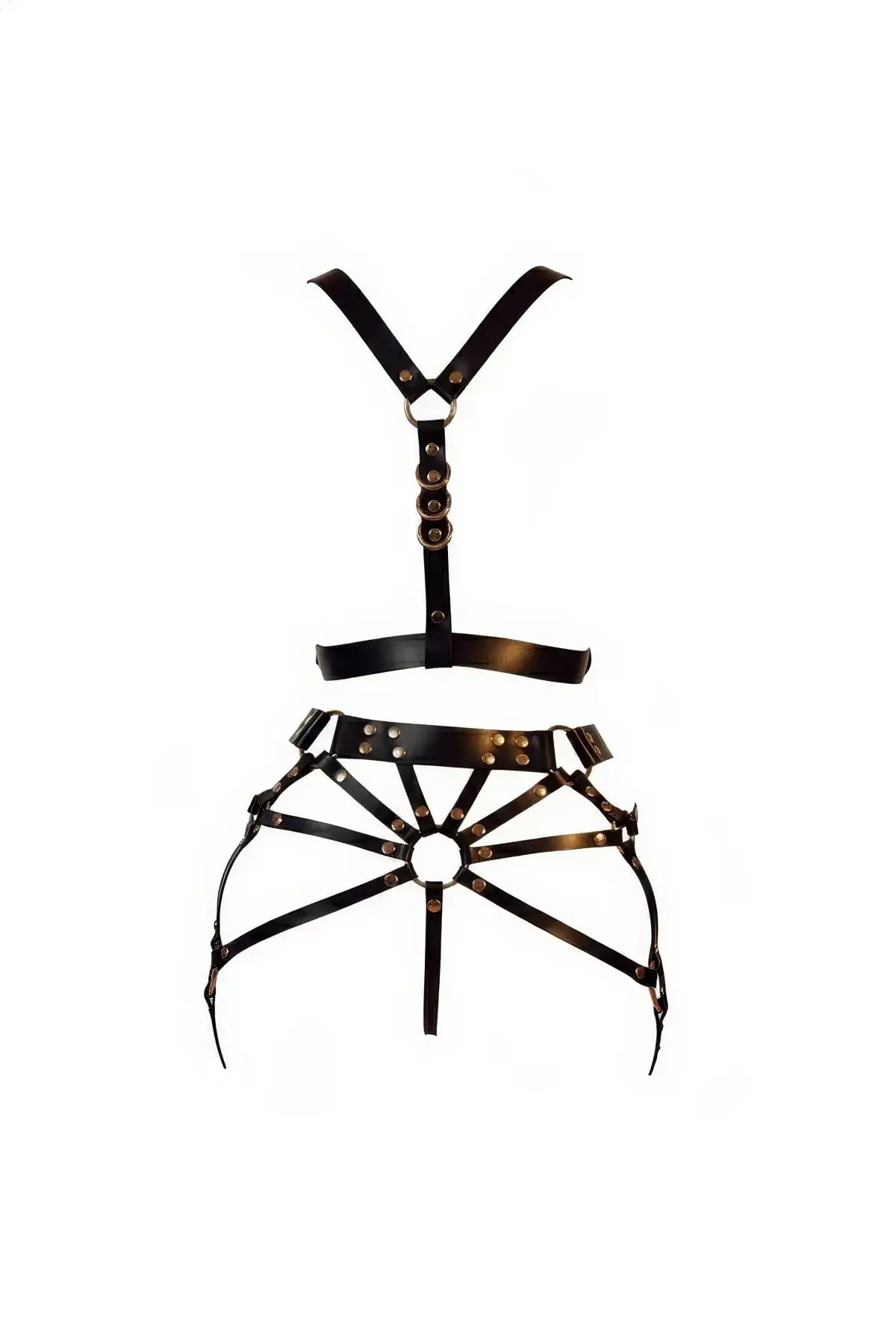 Siyah Harness Takım Suni Deri Omuz Ve Bel Detaylı - Brf1193