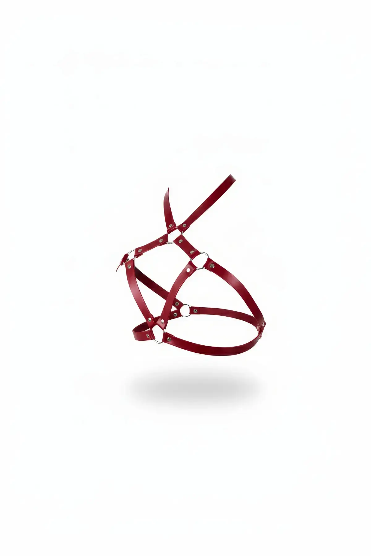 Kırmızı Göğüs Harness Deri Halka Detaylı Vücut Aksesuarı - Brf231