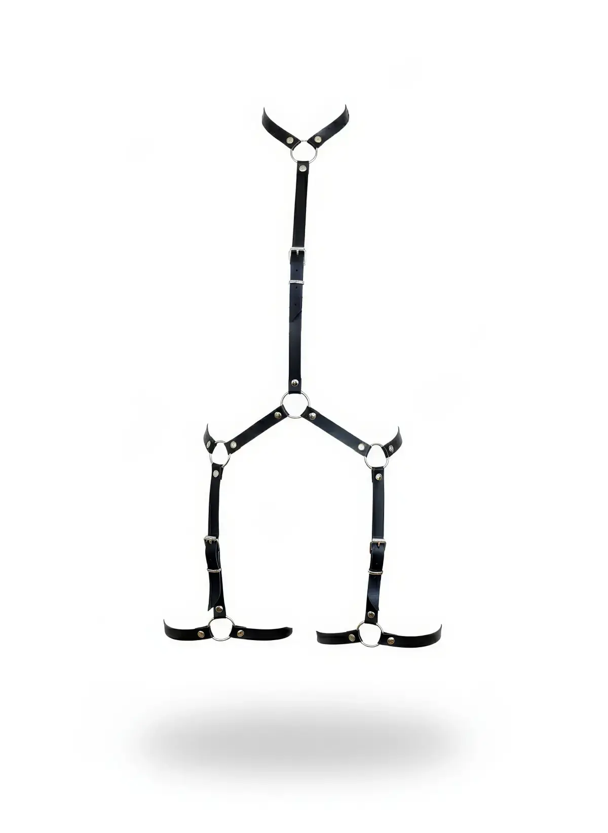 Siyah Body Harness Suni Deri Ayarlanabilir Bacak Detaylı - Brf234