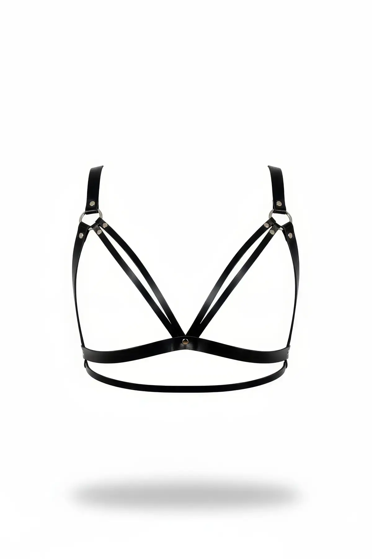 Siyah Göğüs Harness Suni Deri Halkalı Vücut Aksesuarı - Brf238