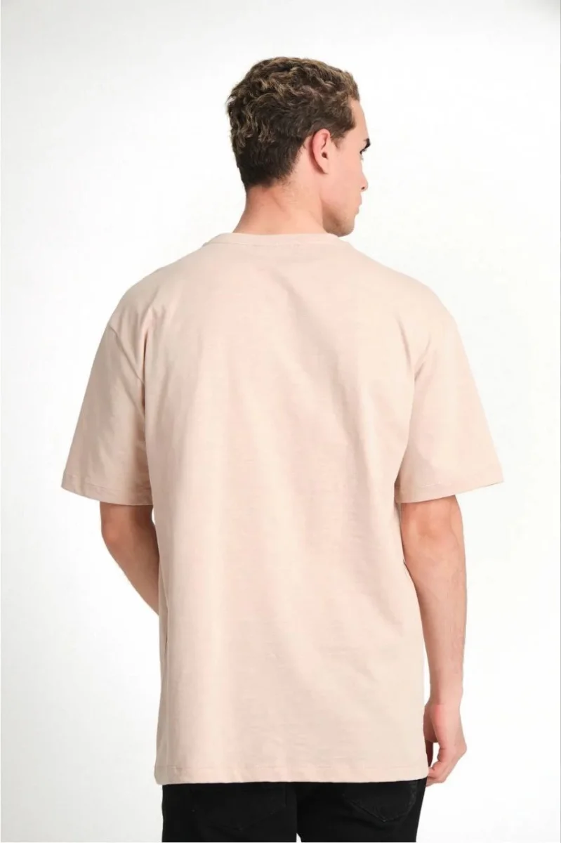 24/1 Düz A Kalite Oversize T-shirt - Bej -