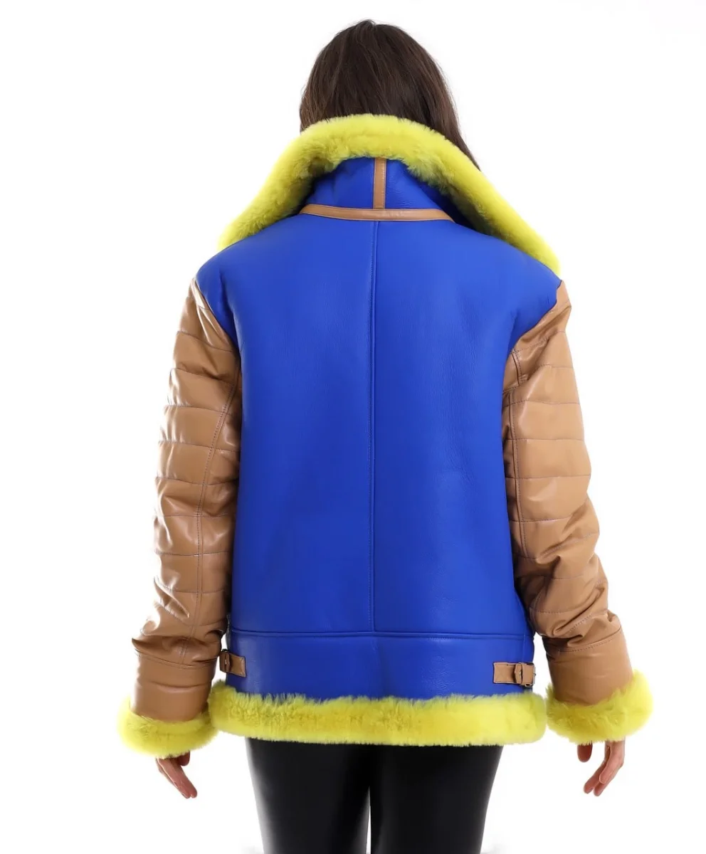 Koyun Derisi Pilot Hakiki Kürk - Sarı -