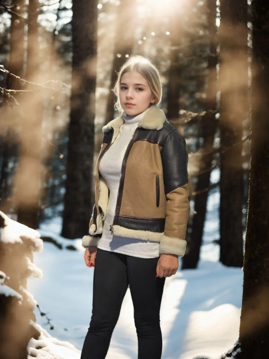 Uzun Kollu Yakalı Hakiki Kürk - Kahve -