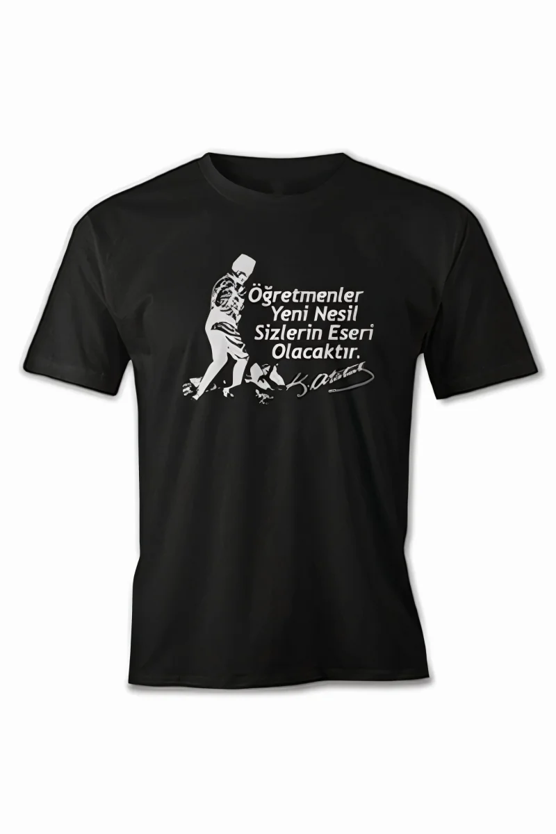 24 Kasım Öğretmenler Baskılı T-shirt - Siyah -