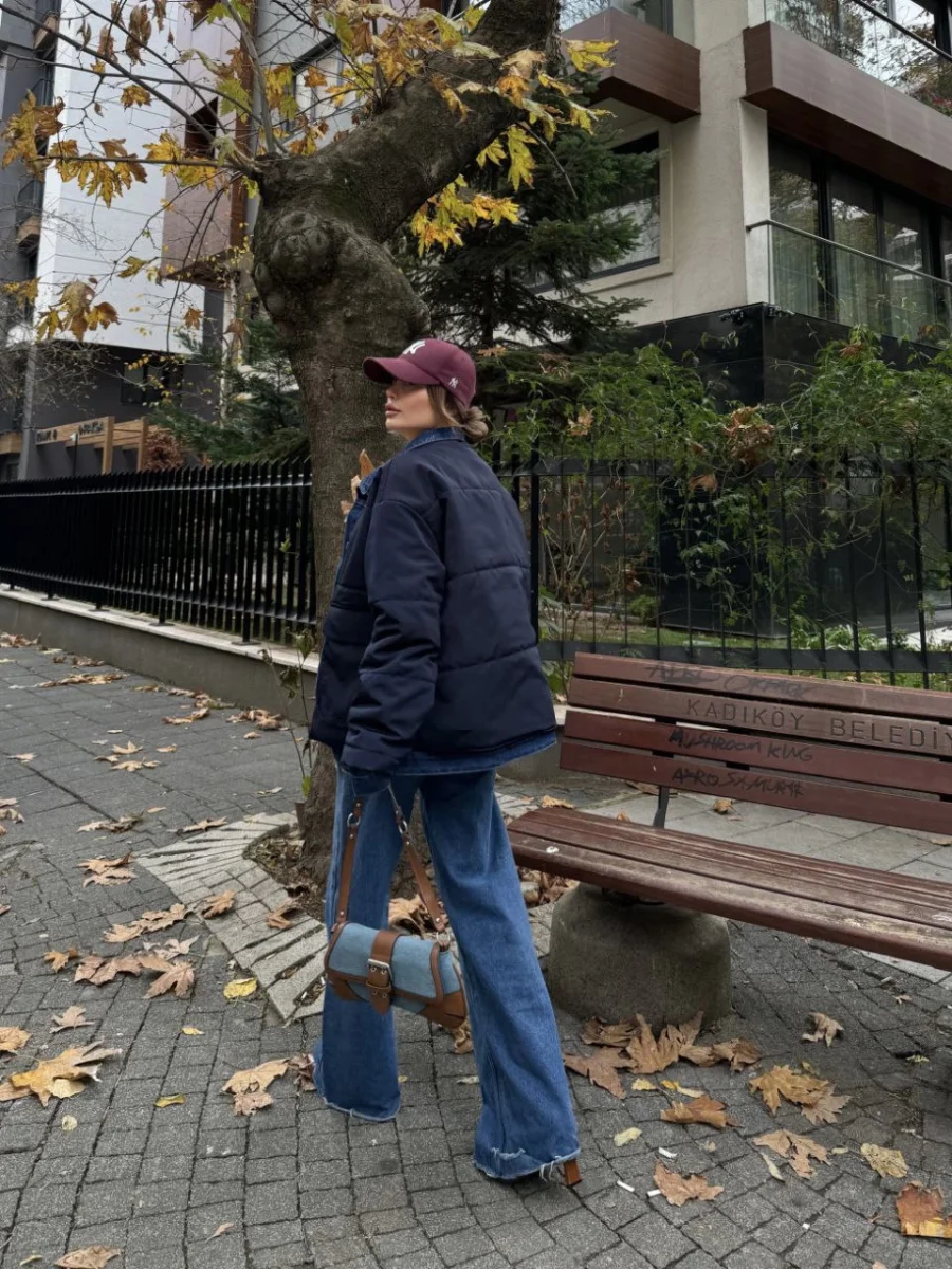 Jeans Detaylı Cıtcıtlı CEKET - Lacivert -