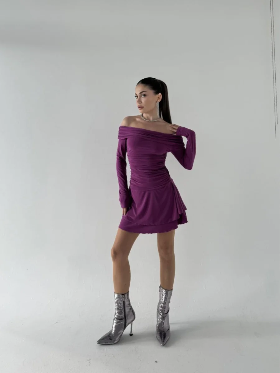 Mını Fırfırlı Elbise - Pembe -