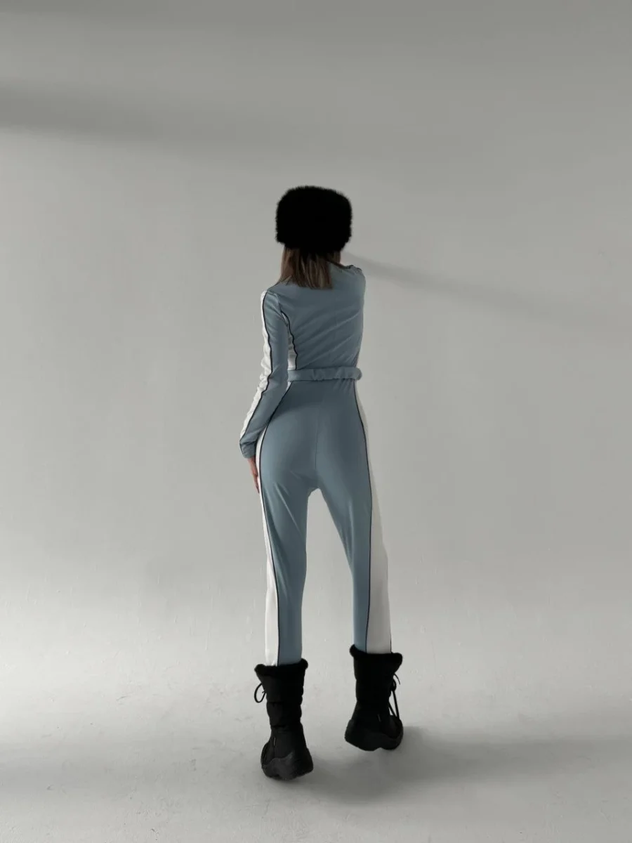 Kemer Detaylı Fermuarlı Tulum - Bebe Mavisi -