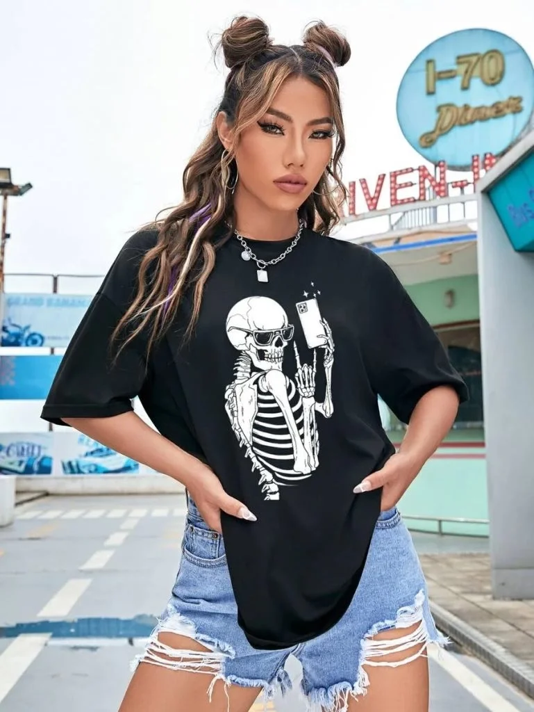 Baskılı   T-shirt - Siyah -