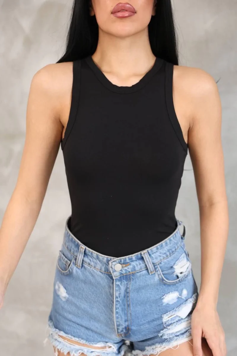 Kolsuz Badi bluz - Siyah -