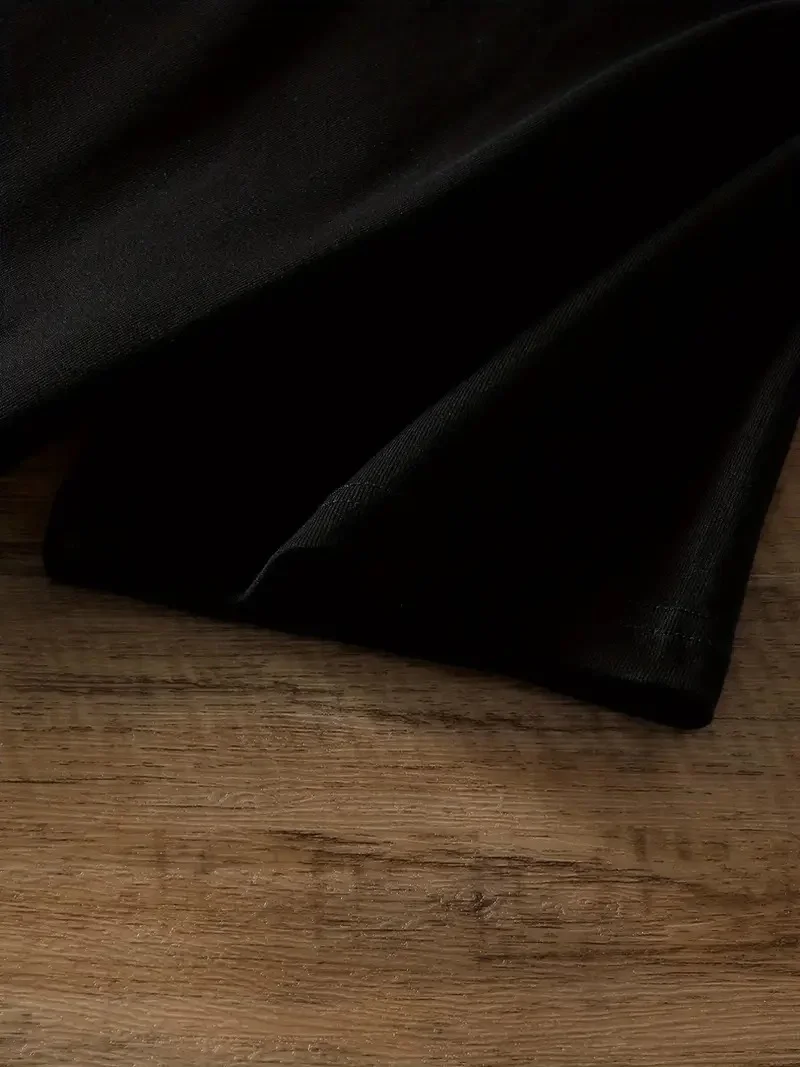 20/1 Penye Compack Ayı Baskılı Oversize Bisiklet Yaka Kısa Kol T-shirt - Siyah -