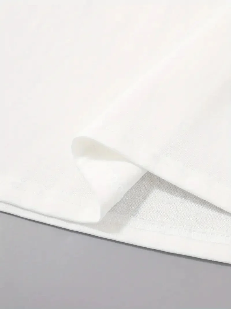 20/1 Penye Compack Uçak Baskılı Oversize Bisiklet Yaka Kısa Kol T-shirt - Beyaz -