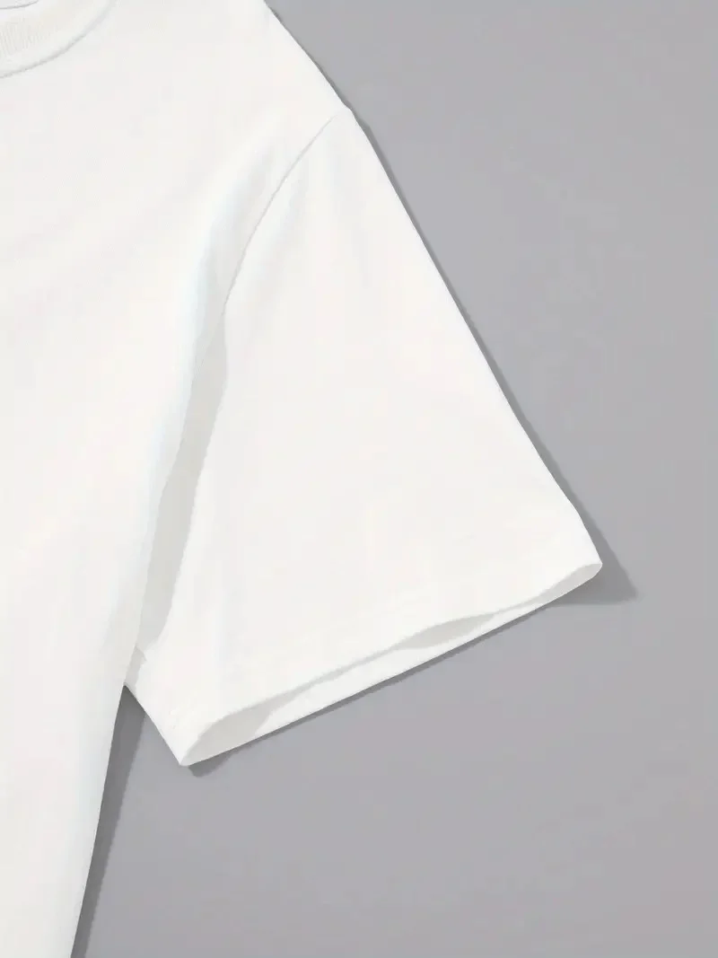 20/1 Penye Compack Sarj %1 Baskılı Oversize Bisiklet Yaka Kısa Kol Yazlık T-shirt - Beyaz -