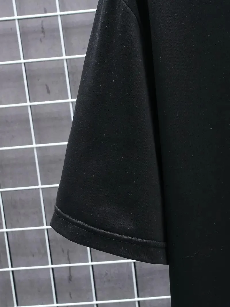 20/1 Penye Compack FUTRE Baskılı Oversize Kısa Kol Bisiklet Yaka T-shirt - Siyah -