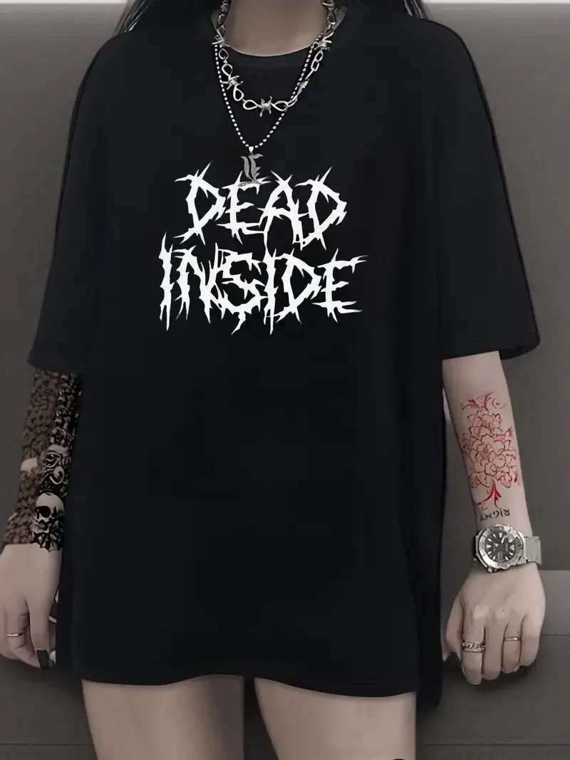 Canlı Harf Baskılı Büyük Boy Oversize Kısa Kollu Tişört - Siyah -