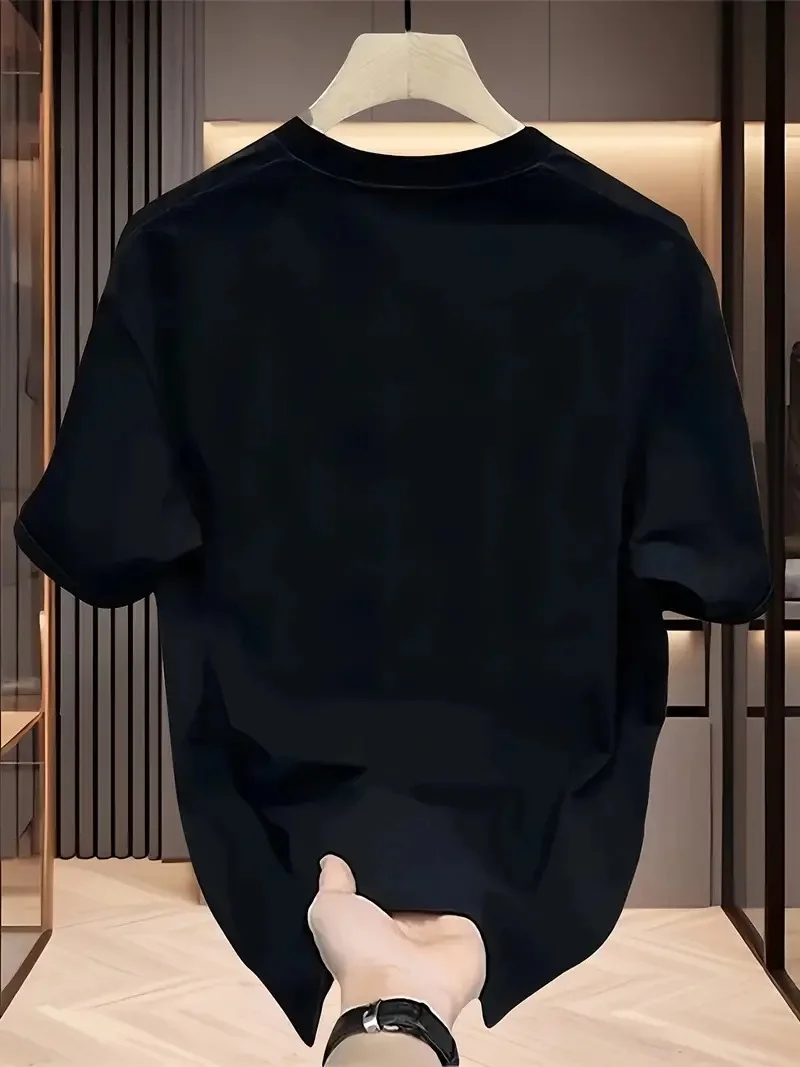 AICG Ön Arka Baskılı Bisiklet Yaka   Oversize Bisiklet Yaka T-shirt - Siyah -