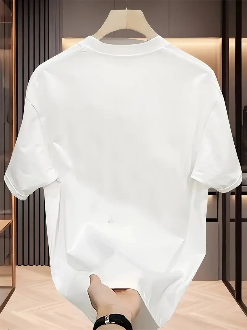 AICG Ön Arka Baskılı Bisiklet Yaka   Oversize Bisiklet Yaka T-shirt - Beyaz -